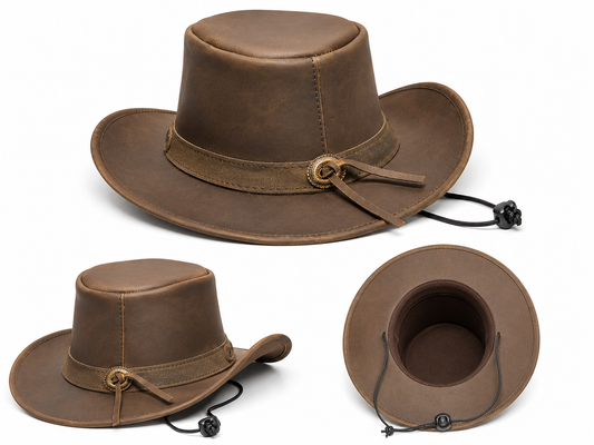 Leather Crafted™ Outback Brown Leather Cowboy Hat