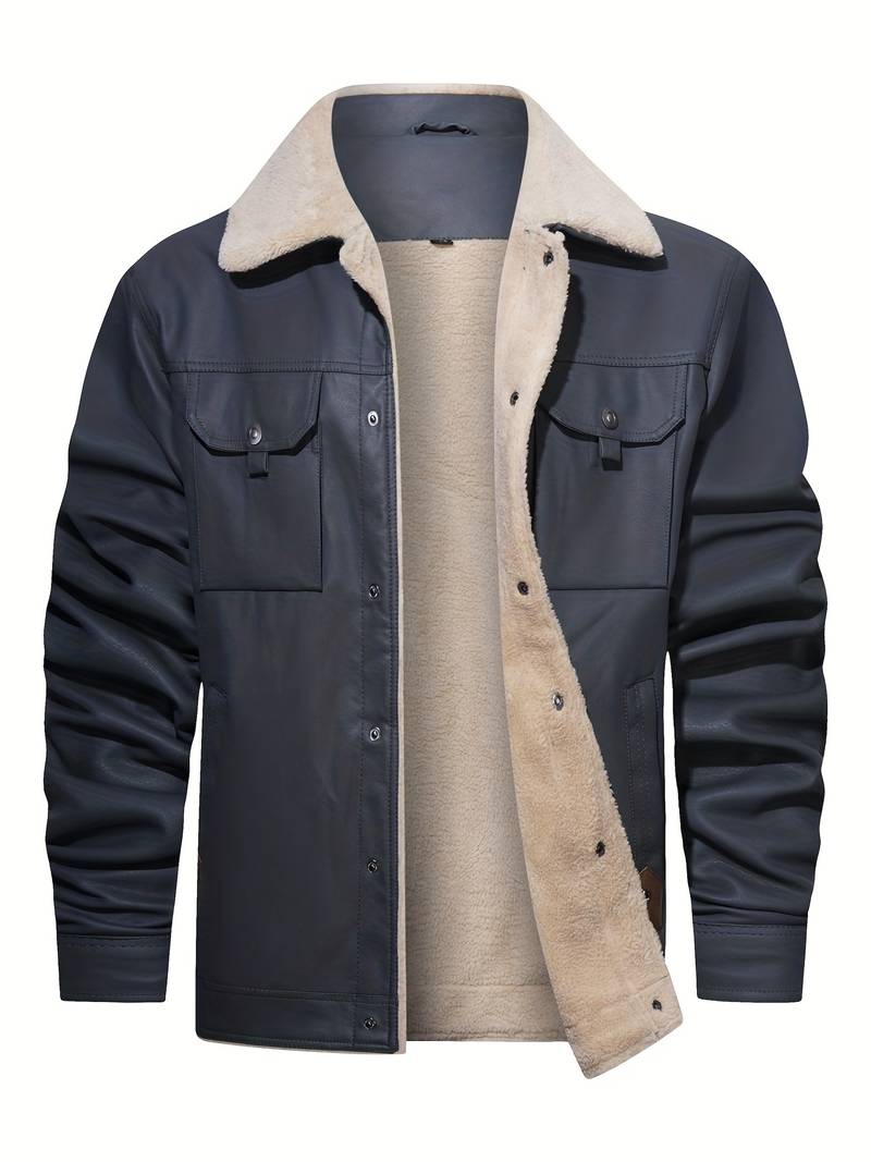 Men's Leather Sherpa-Lined Jacket / Fashion Jacket Leathers Crafted