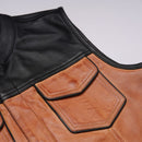 Dual Tone Black and Camel Biker Leather Vest Leathers Crafted