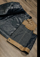 "Revolutionize Your Ride: Dual-Sided Camel & Black Leather Biker Vest" Leathers Crafted