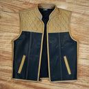 "Revolutionize Your Ride: Dual-Sided Camel & Black Leather Biker Vest" Leathers Crafted