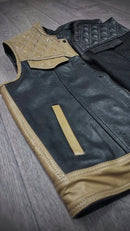 "Reversible Refined: Dual-Sided Diamond-Quilted Black Leather Vest" Leathers Crafted