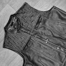 "Black Leather Perfection: The Essential Biker Vest" Leathers Crafted
