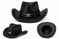 Leather Crafted™ Black Skull Rider Leather Hat