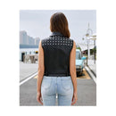 Women's Black Toscana Shearling Leather Vest Leathers Crafted