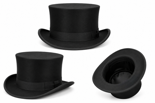 Black Gothic Leather Top Hat with Skull Accent (Copy)