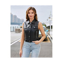 Women's Black Toscana Shearling Leather Vest Leathers Crafted