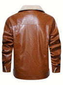 Wood Brown Men's Leather Real Fur jacket" Leathers Crafted