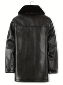 Long Black Leather Coat With Fur Leathers Crafted