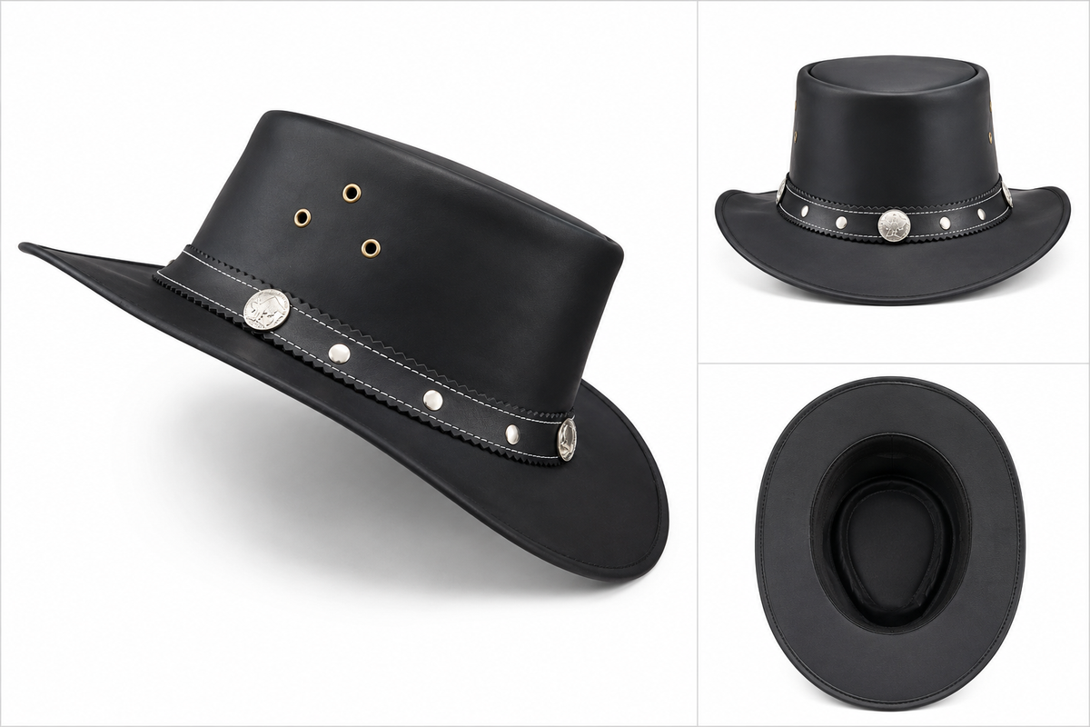 Leathers Crafted™ Midnight Frontier Leather Cowboy Hat