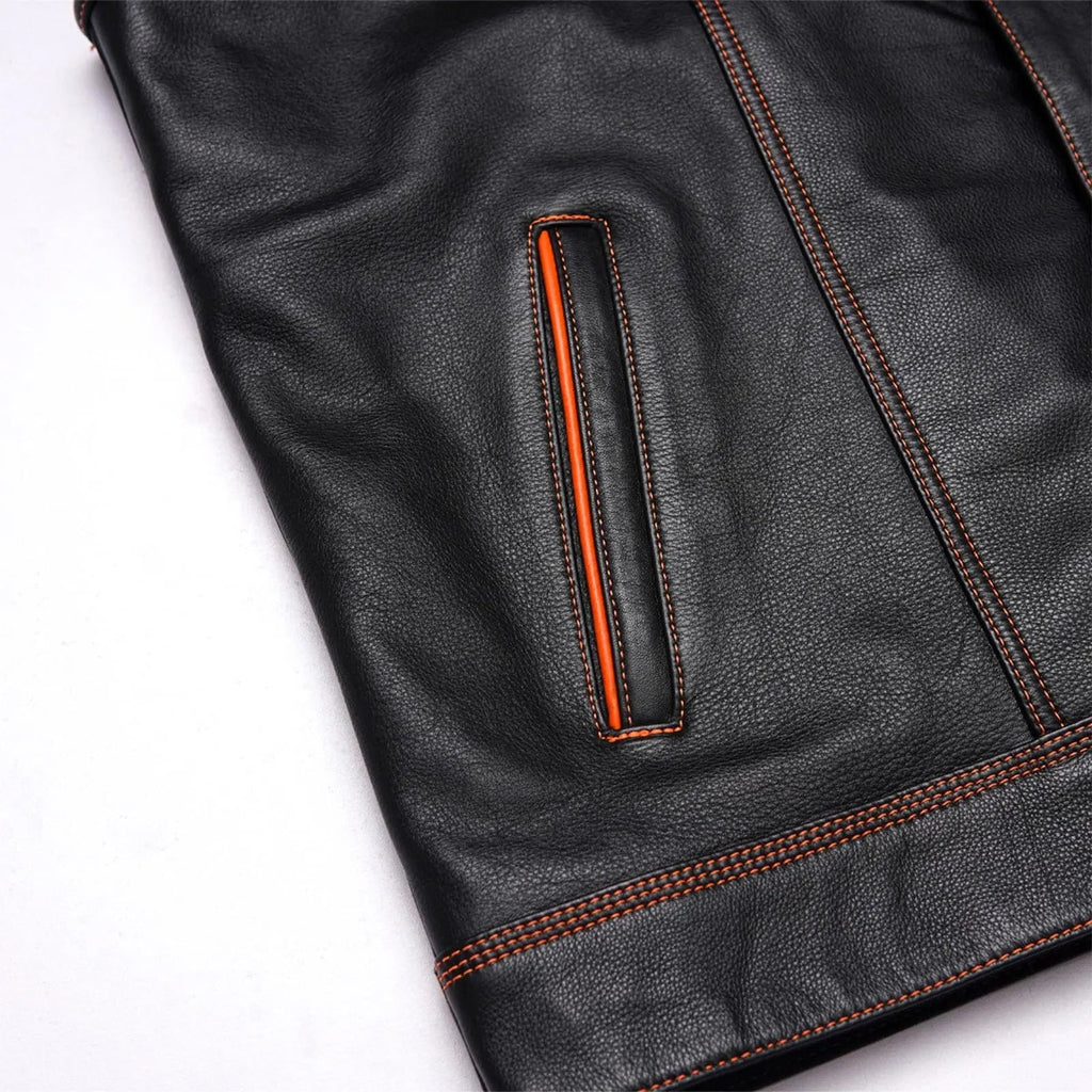 Handmade Black Leather Biker Vest / Motorcycle Vest Leathers Crafted