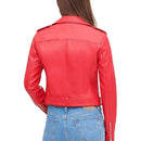 Belted Rider Red Jacket for Women Leathers Crafted