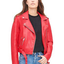 Belted Rider Red Jacket for Women Leathers Crafted
