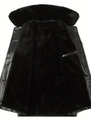 Long Black Leather Coat With Fur Leathers Crafted