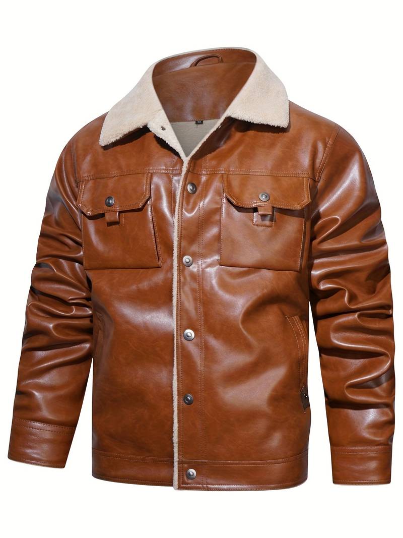Men's Leather Sherpa-Lined Jacket / Fashion Jacket Leathers Crafted