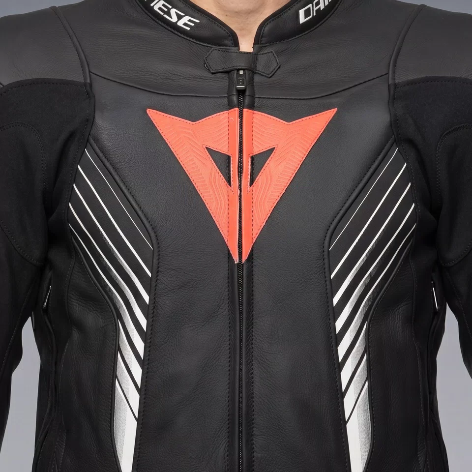Men’s Black Blue & Red Motorcycle Racing Leather Jacket – Protective Sport Riding Jacket