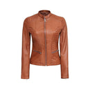 Rider Light Brown Biker Jacket for Women Leathers Crafted