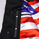 Ride in Style: Black Leather Biker Vest with Camo Flair Leathers Crafted