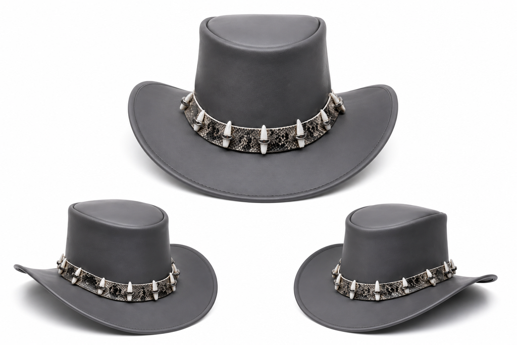 Leathers Crafted™ Shadow Fang Leather Cowboy Hat