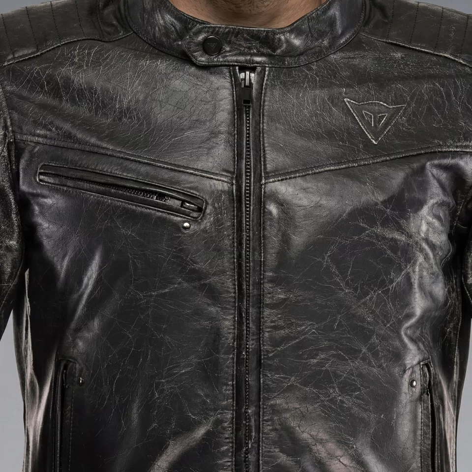 Men's Black Leather Motorcycle Jacket – Quilted Shoulder Biker Jacket