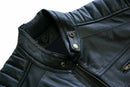 Black Leather Biker Jacket With Shoulder Panel Leathers Crafted