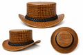 Leathers Crafted™ Crocodile Embossed Leather Top Hat