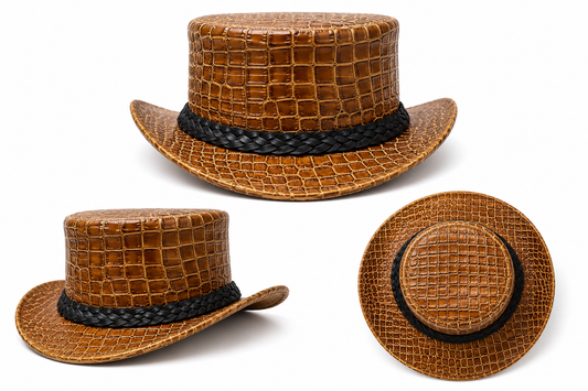 Leathers Crafted™ Crocodile Embossed Leather Top Hat