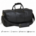 Black Croc-Embossed Leather Duffel Bag