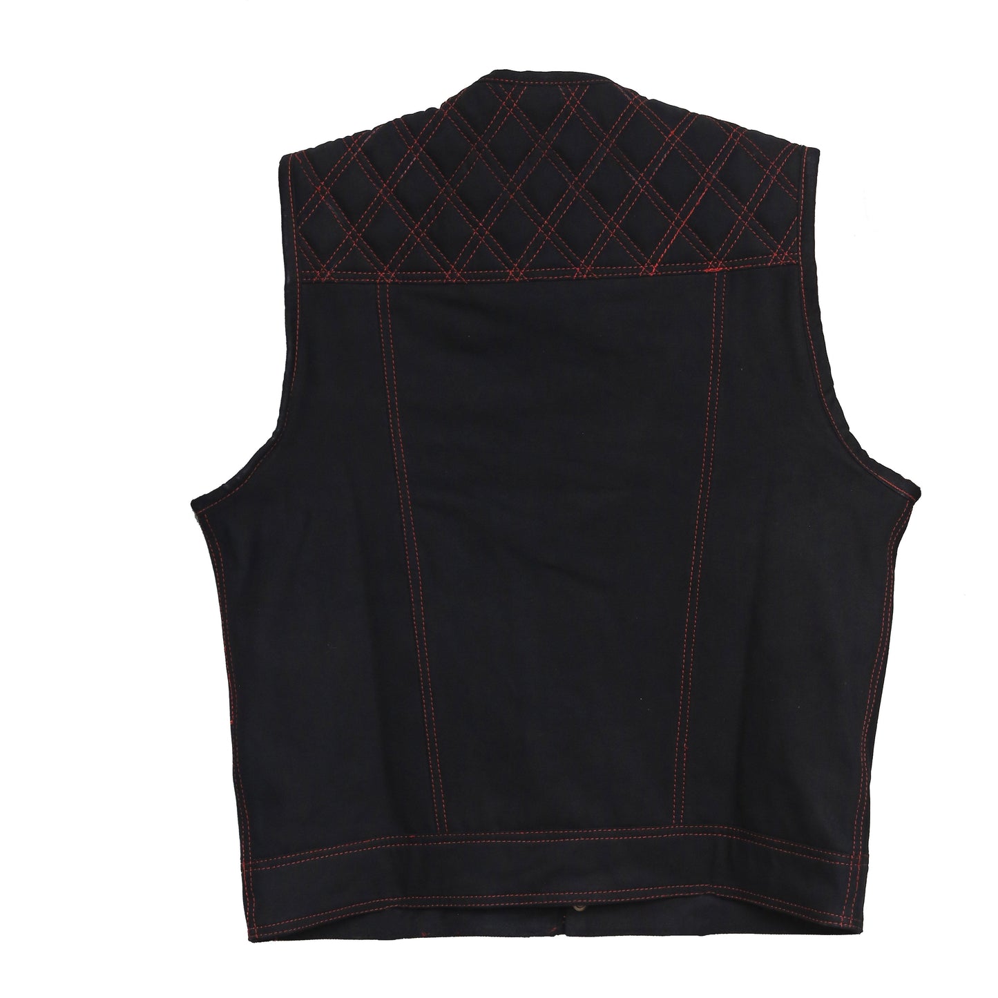 "Black and Red Soft leather Motorbike vest" Leathers Crafted