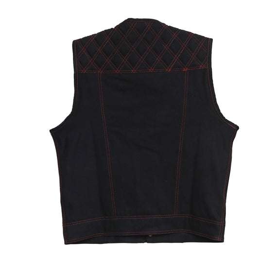 "Black and Red Soft leather Motorbike vest" Leathers Crafted