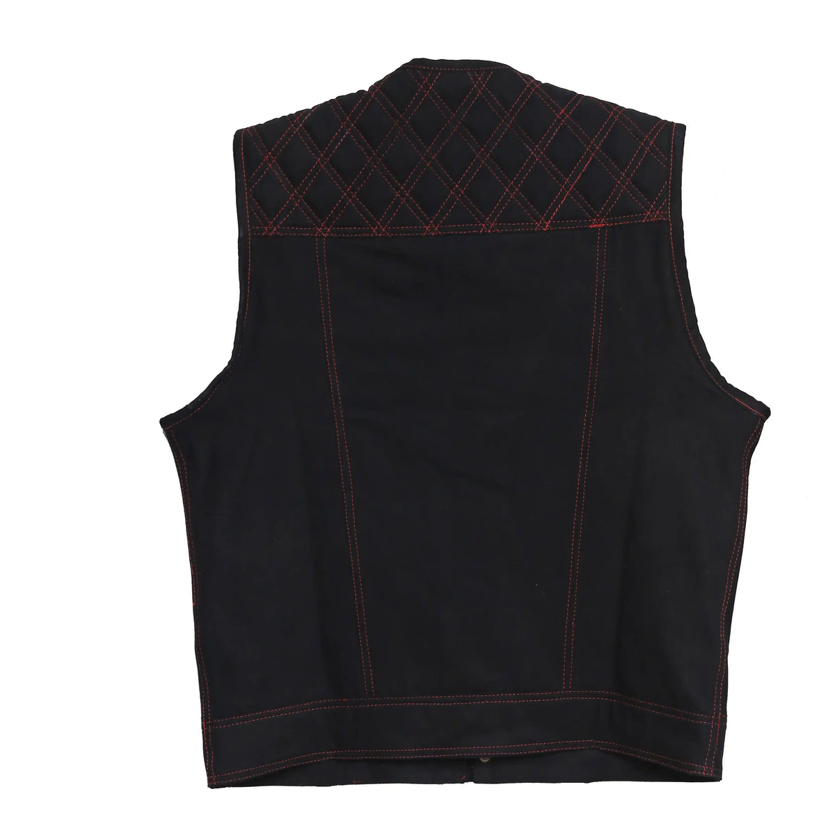 "Black and Red Soft leather Motorbike vest" Leathers Crafted