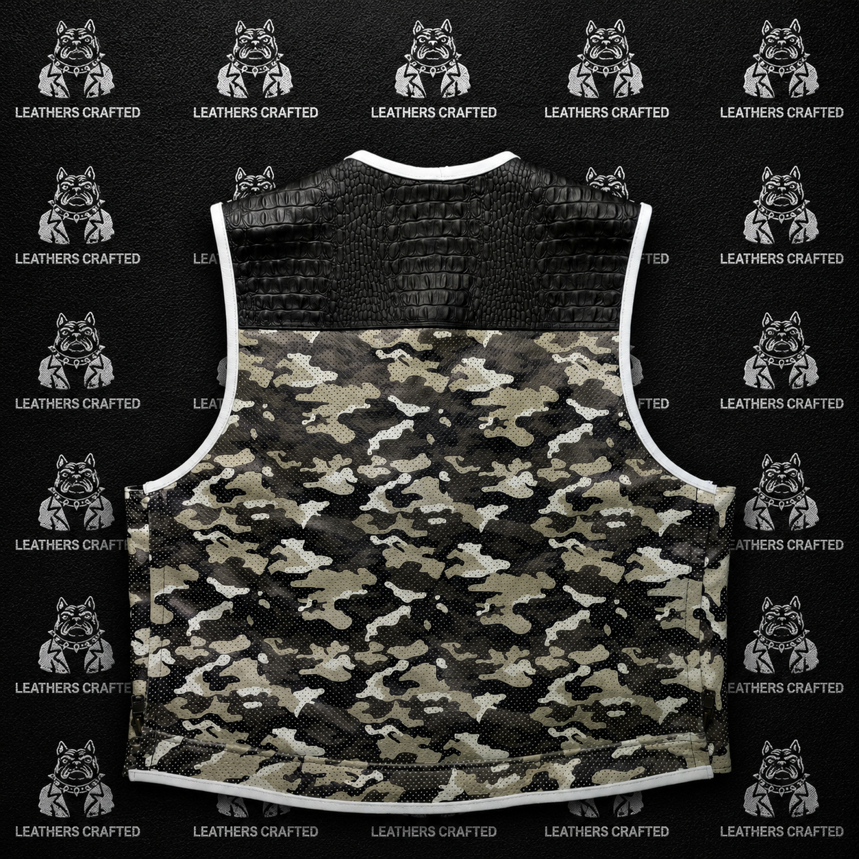 Premium Crocodile & Desert Camo Leather Biker Vest
