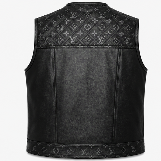Black Leather Biker Vest for Men – Handmade Motorcycle Rider Vest
