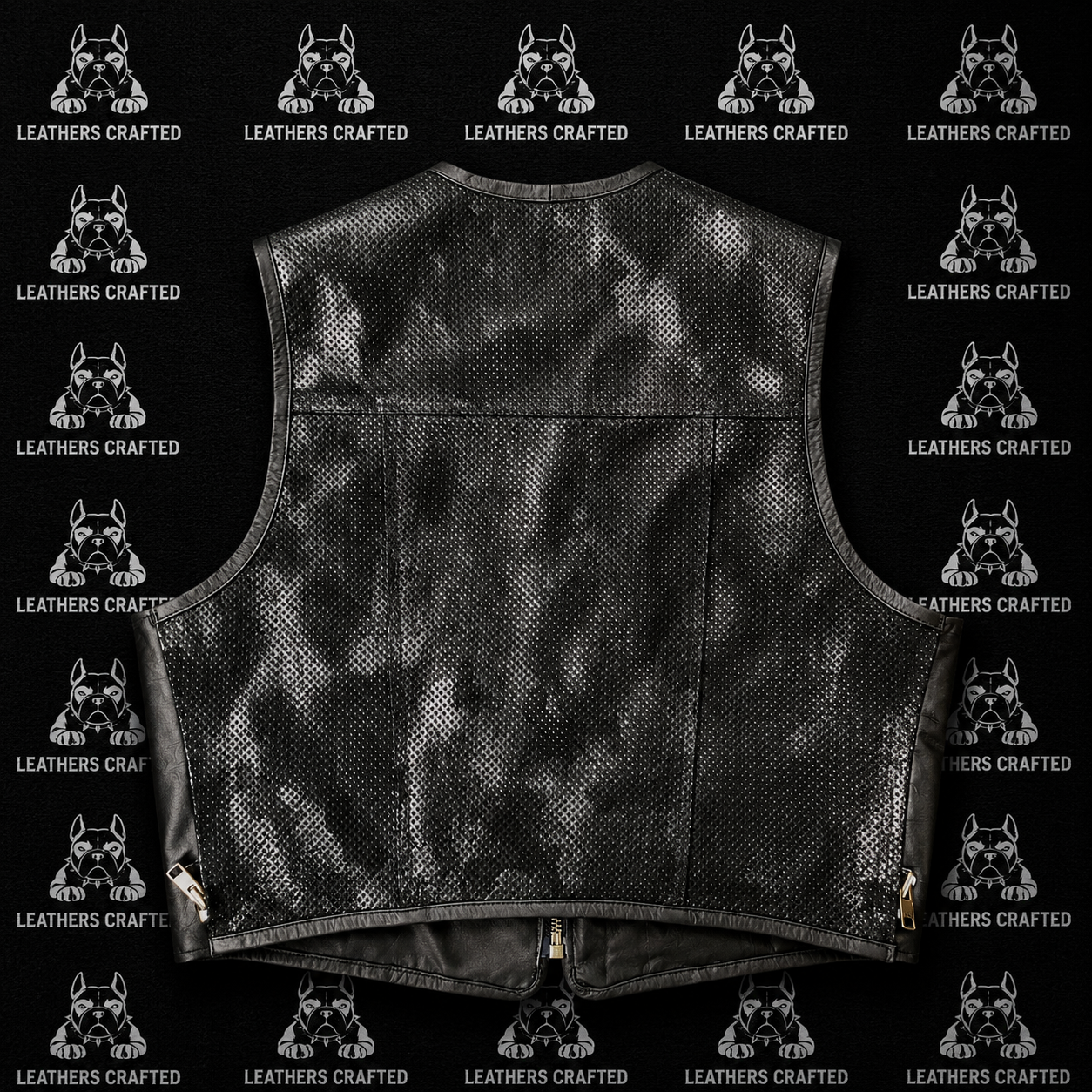 Premium Perforated Python Leather Biker Vest