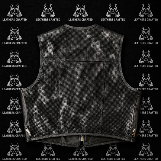 Premium Perforated Python Leather Biker Vest
