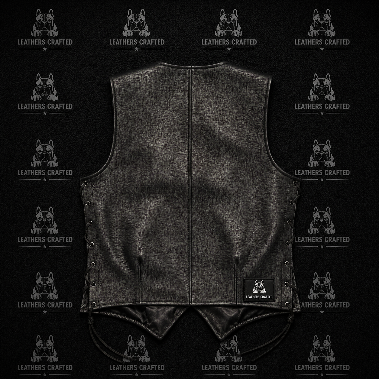 Black Side Lace Leather Biker Vest