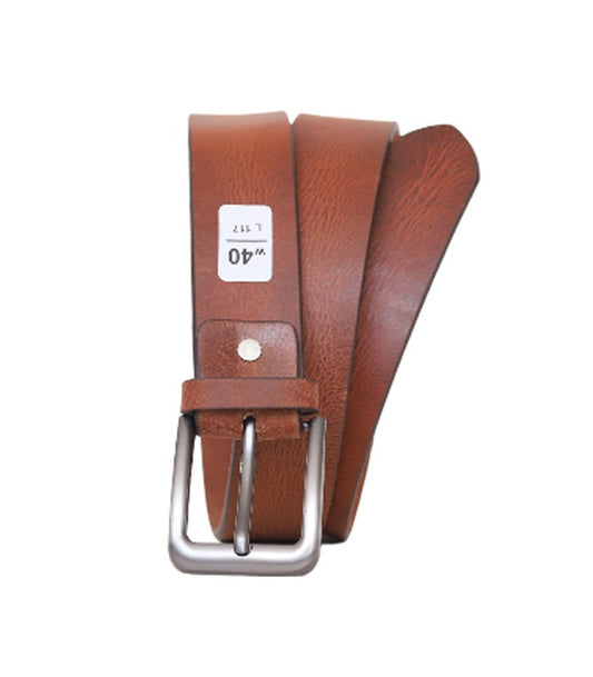 Brown leather belt for men with classic metal buckle – Leathers Crafted