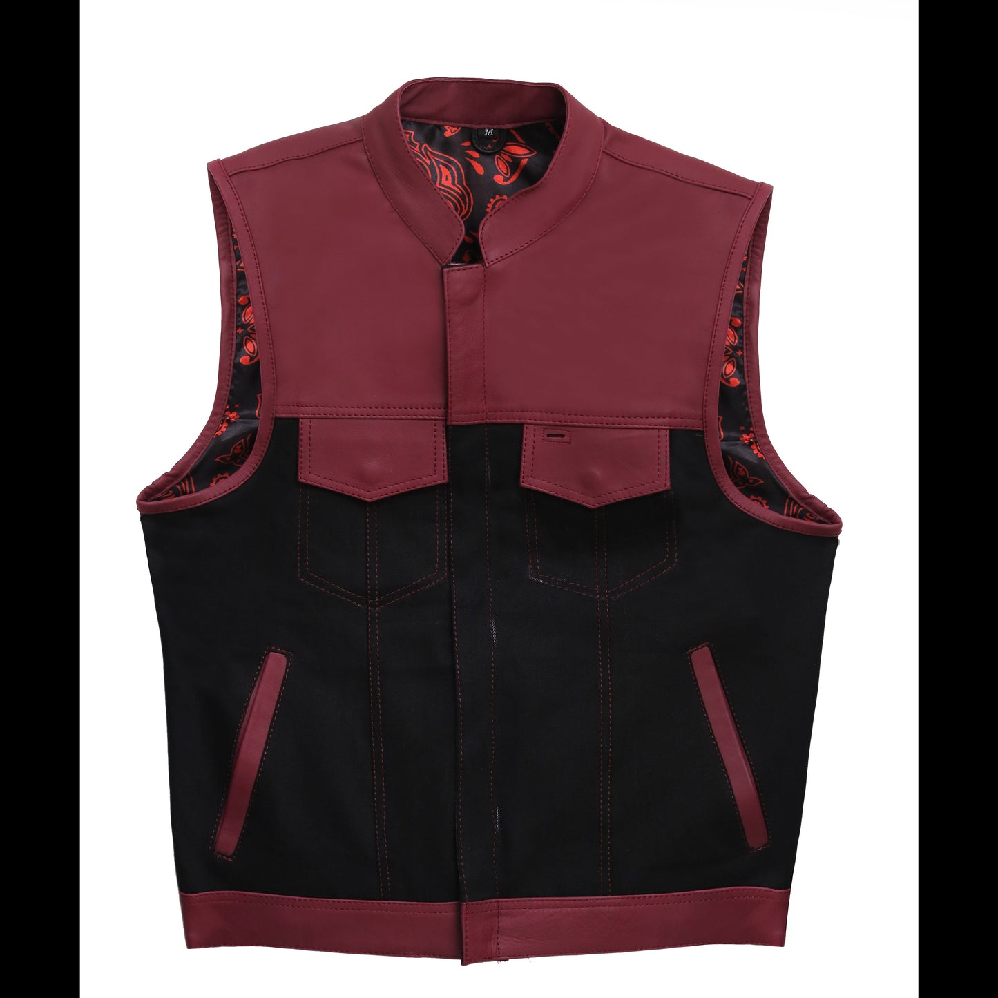 "Black and purple shade Leather Perfection: The Essential Biker Vest" Leathers Crafted