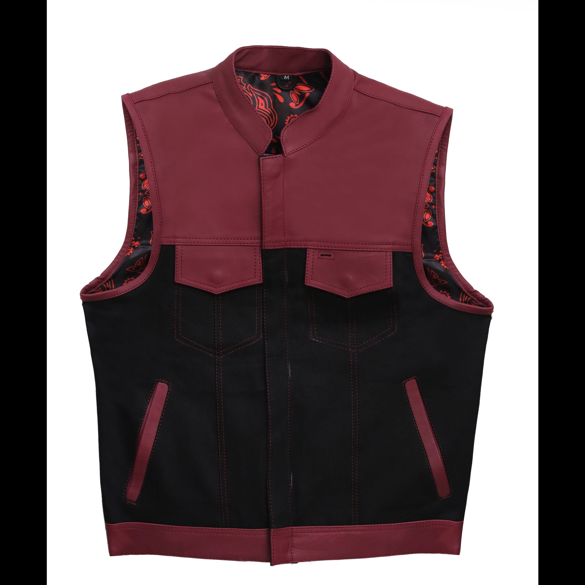 "Black and purple shade Leather Perfection: The Essential Biker Vest" Leathers Crafted