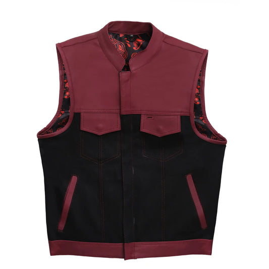 "Black and purple shade Leather Perfection: The Essential Biker Vest" Leathers Crafted