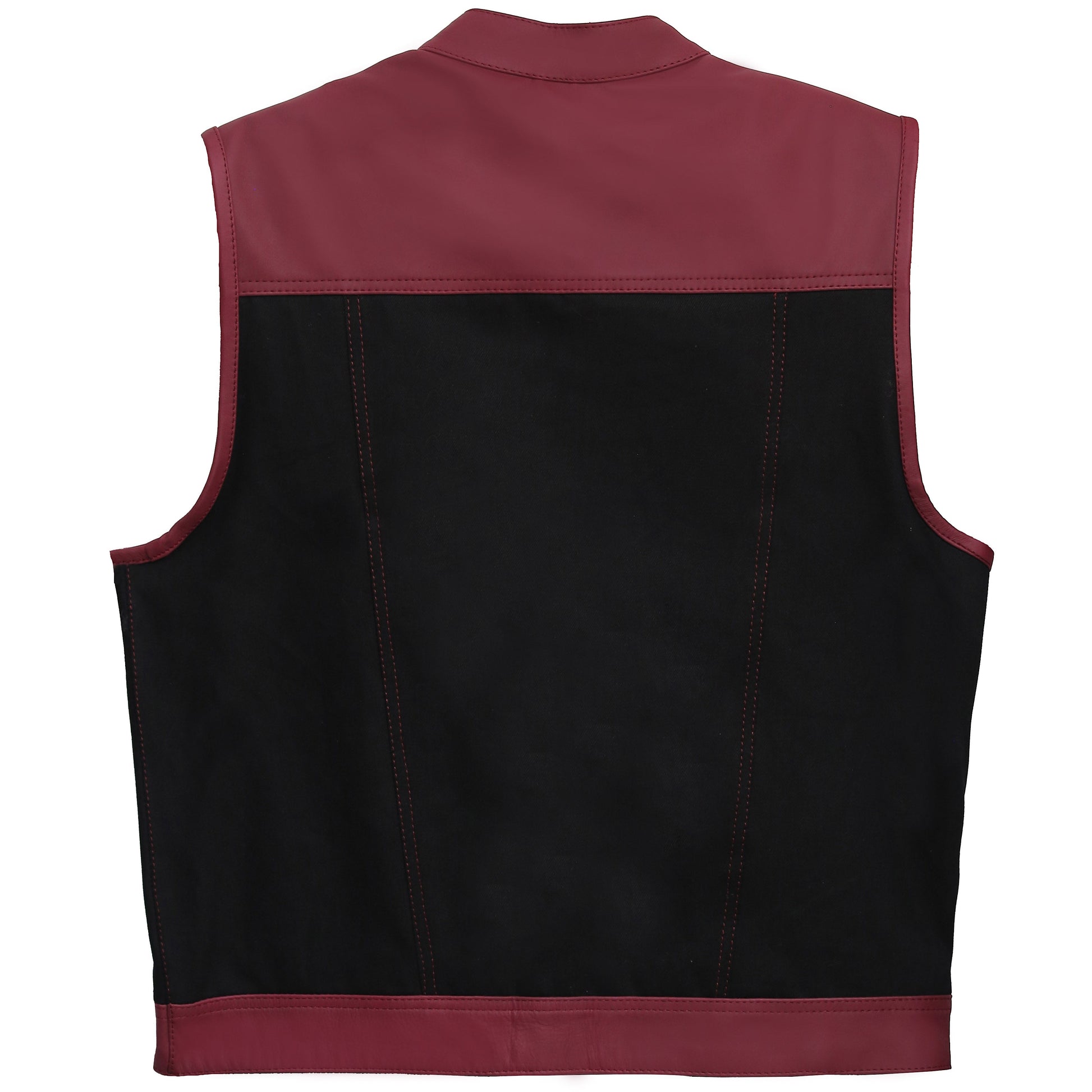 "Black and purple shade Leather Perfection: The Essential Biker Vest" Leathers Crafted