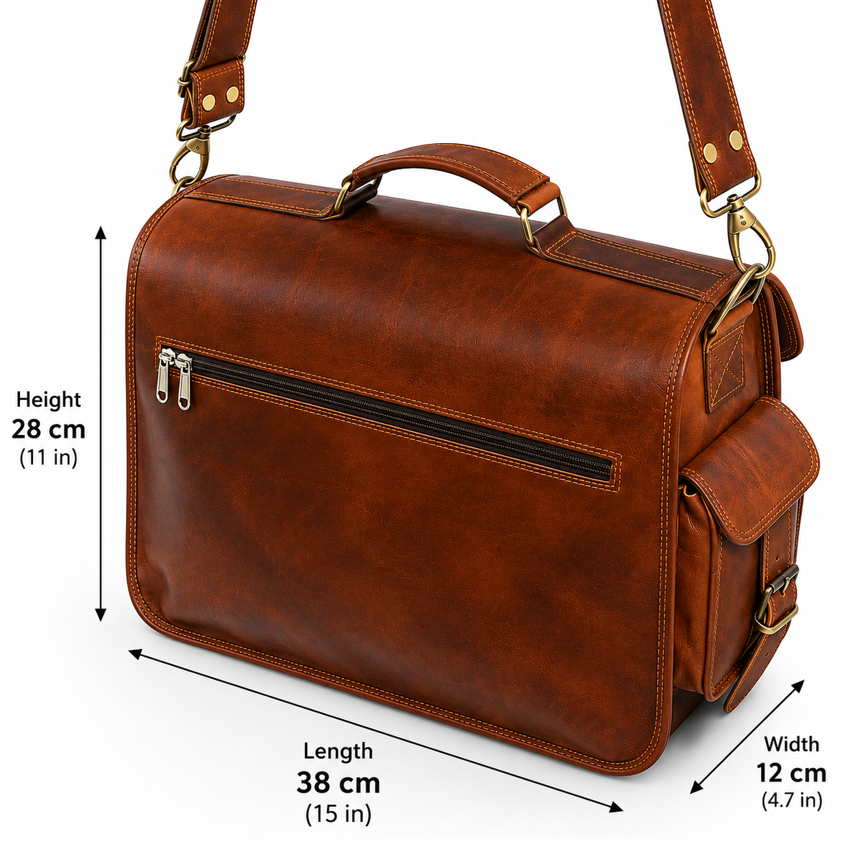 Vintage Leather Messenger Bag – Brown Shoulder Briefcase