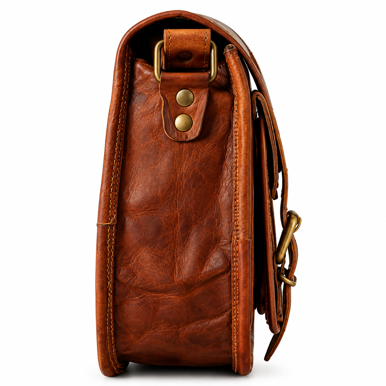 Vintage Leather Saddle Crossbody Bag – Brown Shoulder Bag