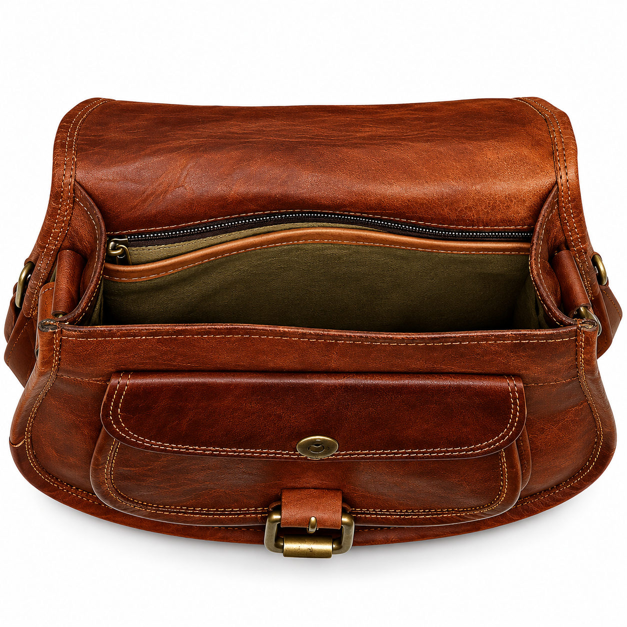 Vintage Leather Saddle Crossbody Bag – Brown Shoulder Bag