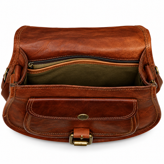 Vintage Leather Saddle Crossbody Bag – Brown Shoulder Bag