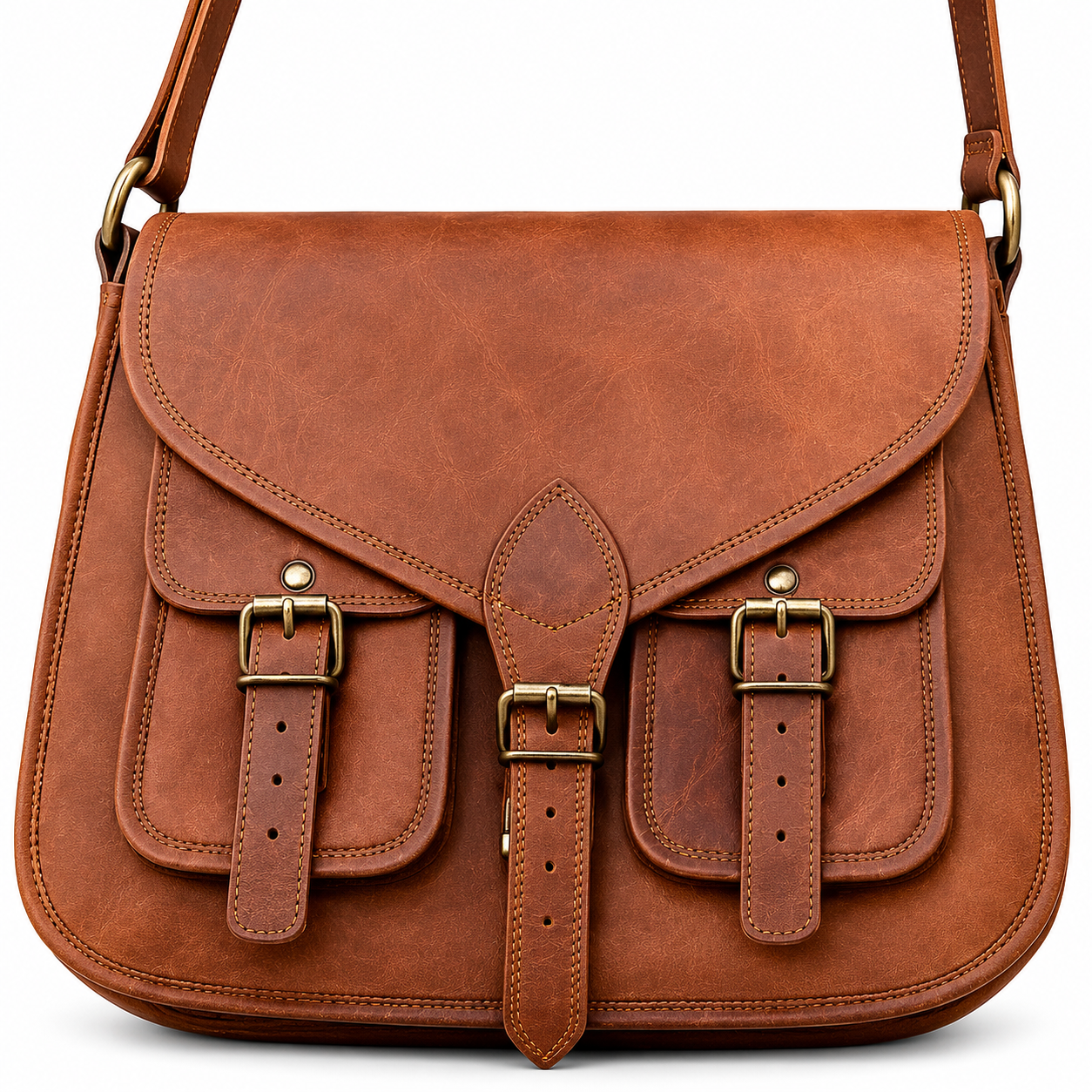Vintage Brown Leather Crossbody Bag – Leather Shoulder Satchel Messenger Bag