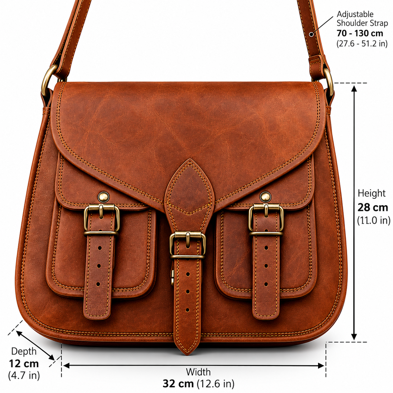 Vintage Brown Leather Crossbody Bag – Leather Shoulder Satchel Messenger Bag