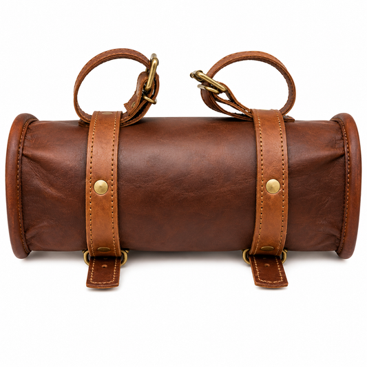 Vintage Brown Leather Tool Roll Bag – Motorcycle Saddle Bag