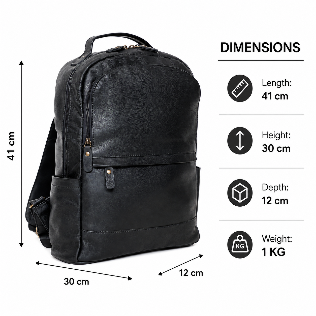 Premium Black Genuine Leather Laptop Backpack for Men & Women | Business, Travel & Everyday Backpack