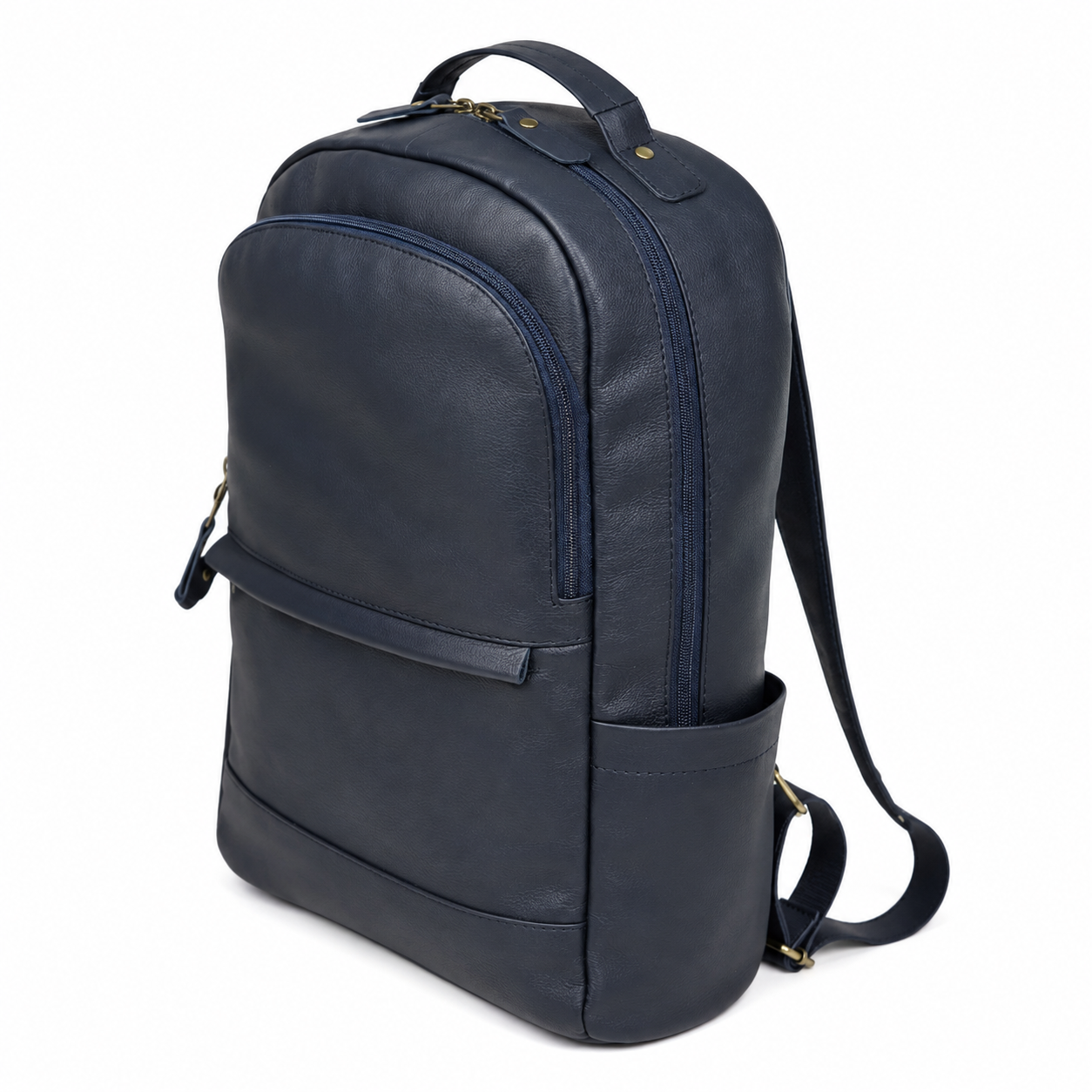 Navy Blue Genuine Leather Backpack for Men & Women | Leather Laptop Backpack